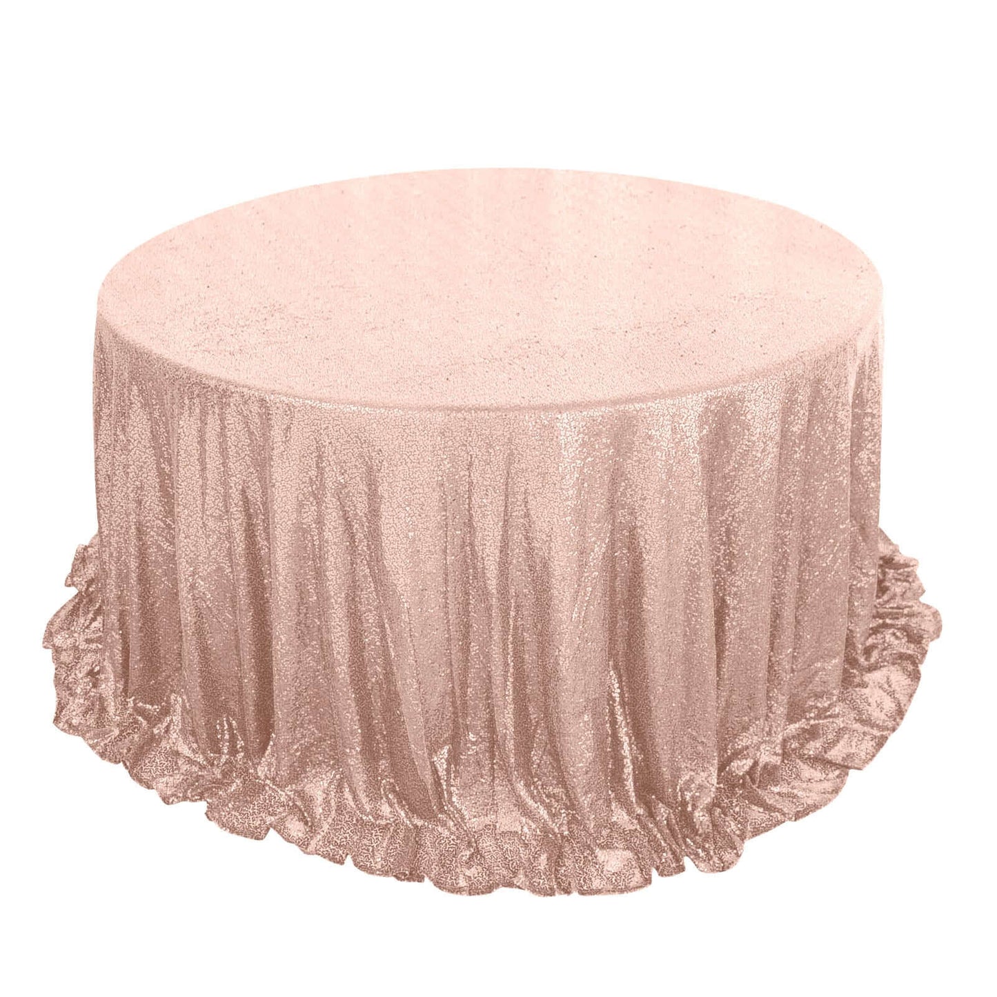 Sequin 132" Round Tablecloth Rose Gold - Seamless Dazzling Table Cover - Linen Luxes