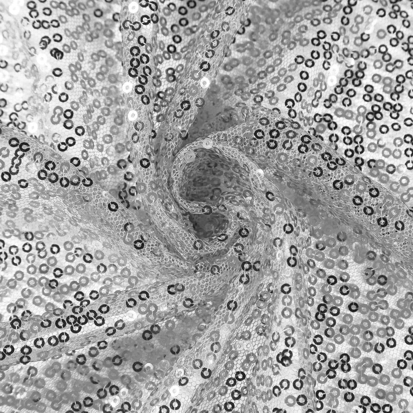 Sequin 132" Round Tablecloth Silver - Seamless Dazzling Table Cover - Linen Luxes