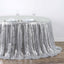 Sequin 132" Round Tablecloth Silver - Seamless Dazzling Table Cover - Linen Luxes