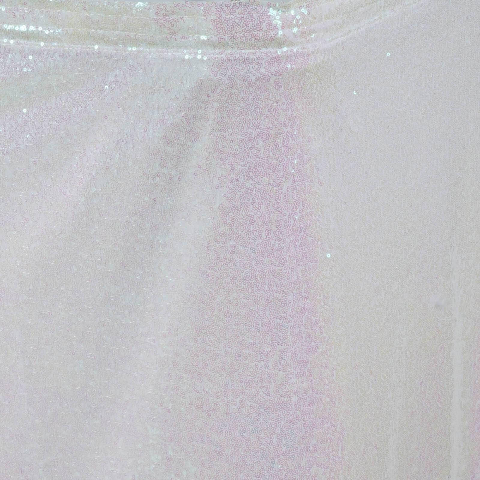 Sequin 17ft Table Skirt White Iridescent - Glitzy Design for Sophisticated Gatherings - Linen Luxes