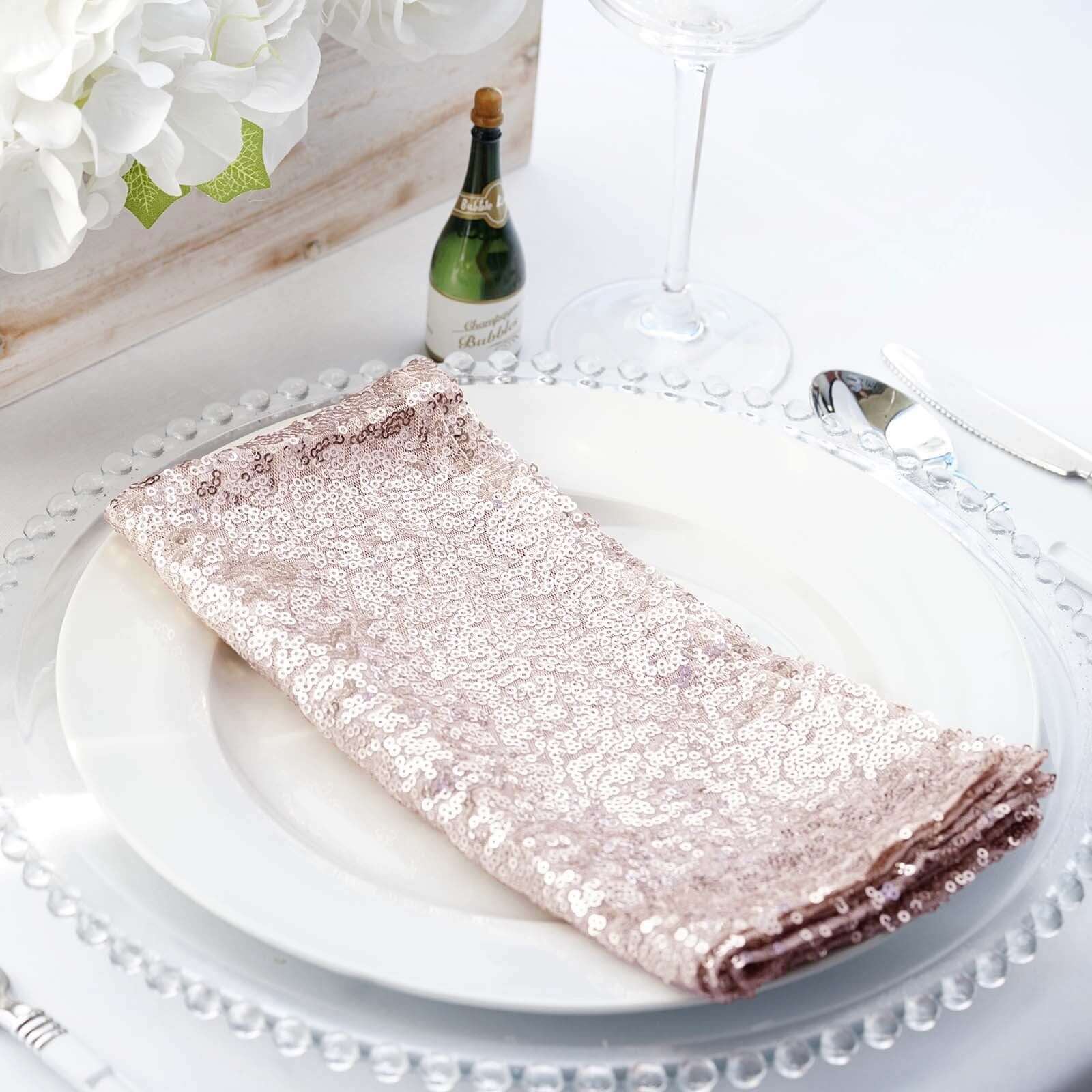 Sequin 20"x20" Napkin Blush - Shimmering Dinner Napkin - Linen Luxes