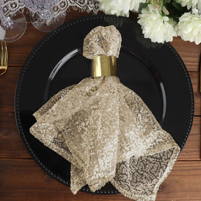 Sequin 20"x20" Napkin Champagne - Shimmering Dinner Napkin - Linen Luxes