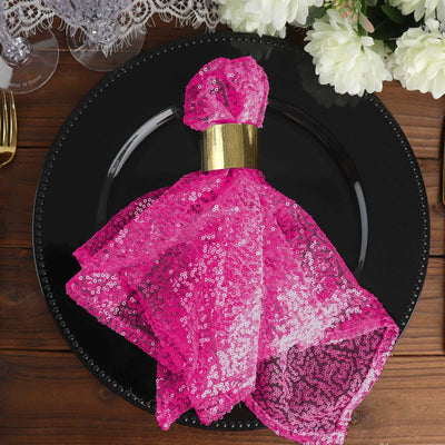Sequin 20"x20" Napkin Fuchsia - Shimmering Dinner Napkin - Linen Luxes