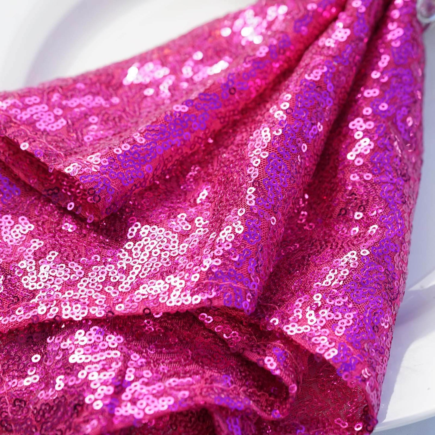 Sequin 20"x20" Napkin Fuchsia - Shimmering Dinner Napkin - Linen Luxes