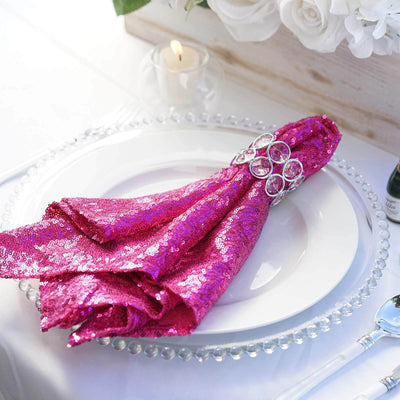 Sequin 20"x20" Napkin Fuchsia - Shimmering Dinner Napkin - Linen Luxes