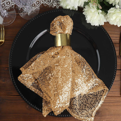 Sequin 20"x20" Napkin Gold - Shimmering Decorative Dinner Napkin for Weddings & Events - Linen Luxes