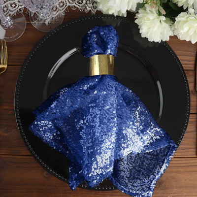 Sequin 20"x20" Napkin Navy Blue - Shimmering Dinner Napkin - Linen Luxes