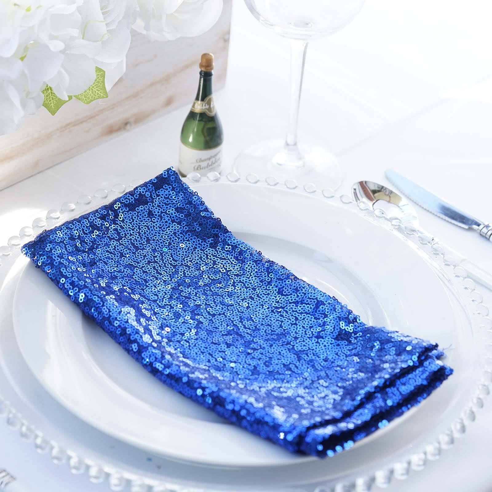 Sequin 20"x20" Napkin Royal Blue - Shimmering Dinner Napkin - Linen Luxes