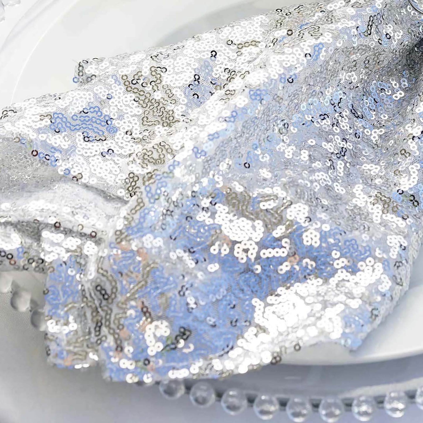 Sequin 20"x20" Napkin Silver - Shimmering Dinner Napkin - Linen Luxes