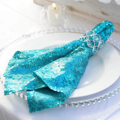 Sequin 20"x20" Napkin Turquoise - Shimmering Dinner Napkin - Linen Luxes