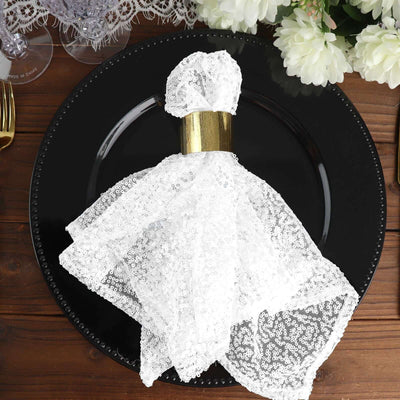 Sequin 20"x20" Napkin White - Shimmering Decorative Dinner Napkin for Weddings & Events - Linen Luxes
