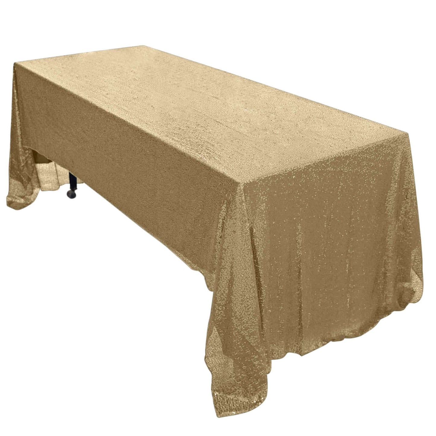Sequin 60"x126" Rectangle Tablecloth Champagne - Glittering Finish Table Cover - Linen Luxes