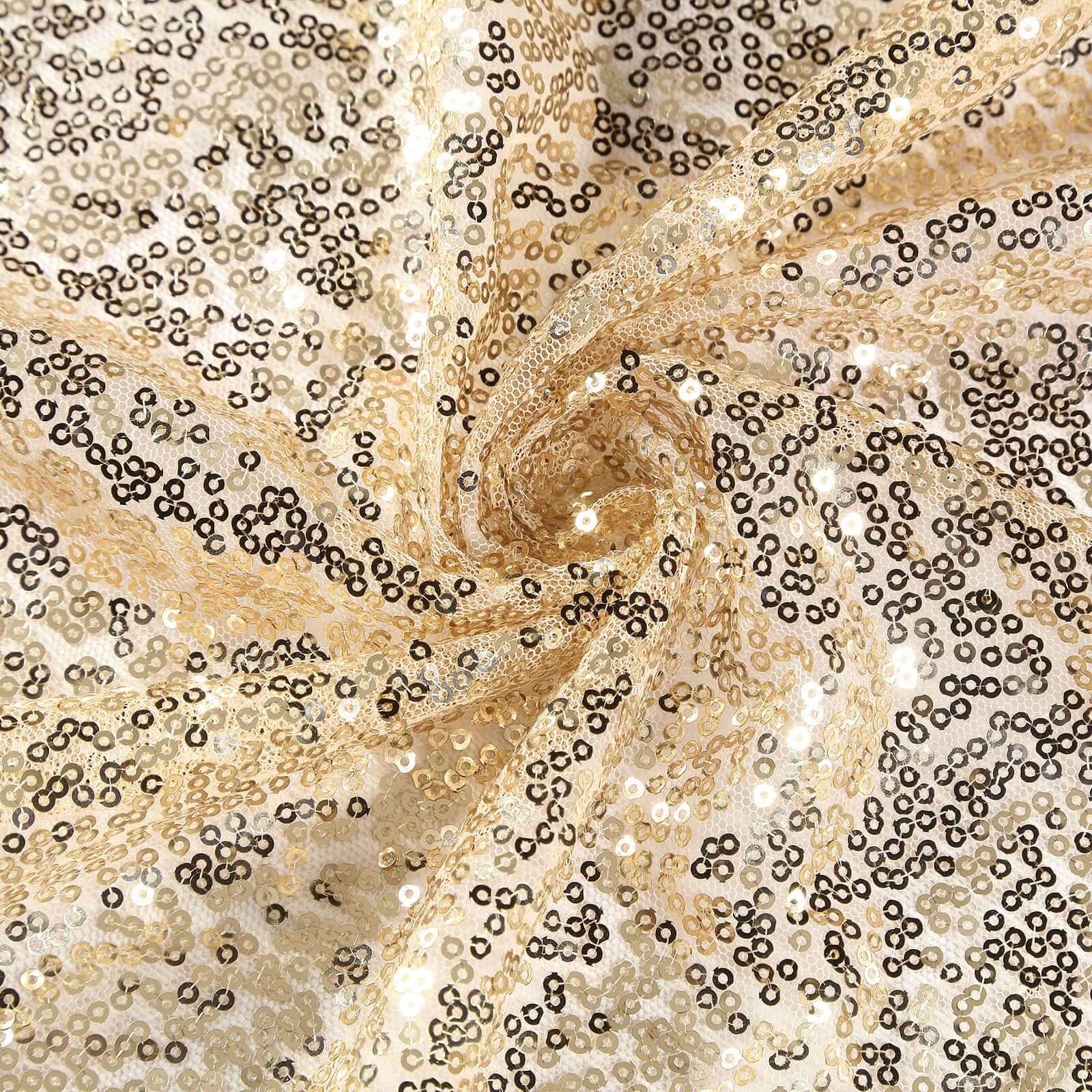 Sequin 60"x126" Rectangle Tablecloth Champagne - Glittering Finish Table Cover - Linen Luxes