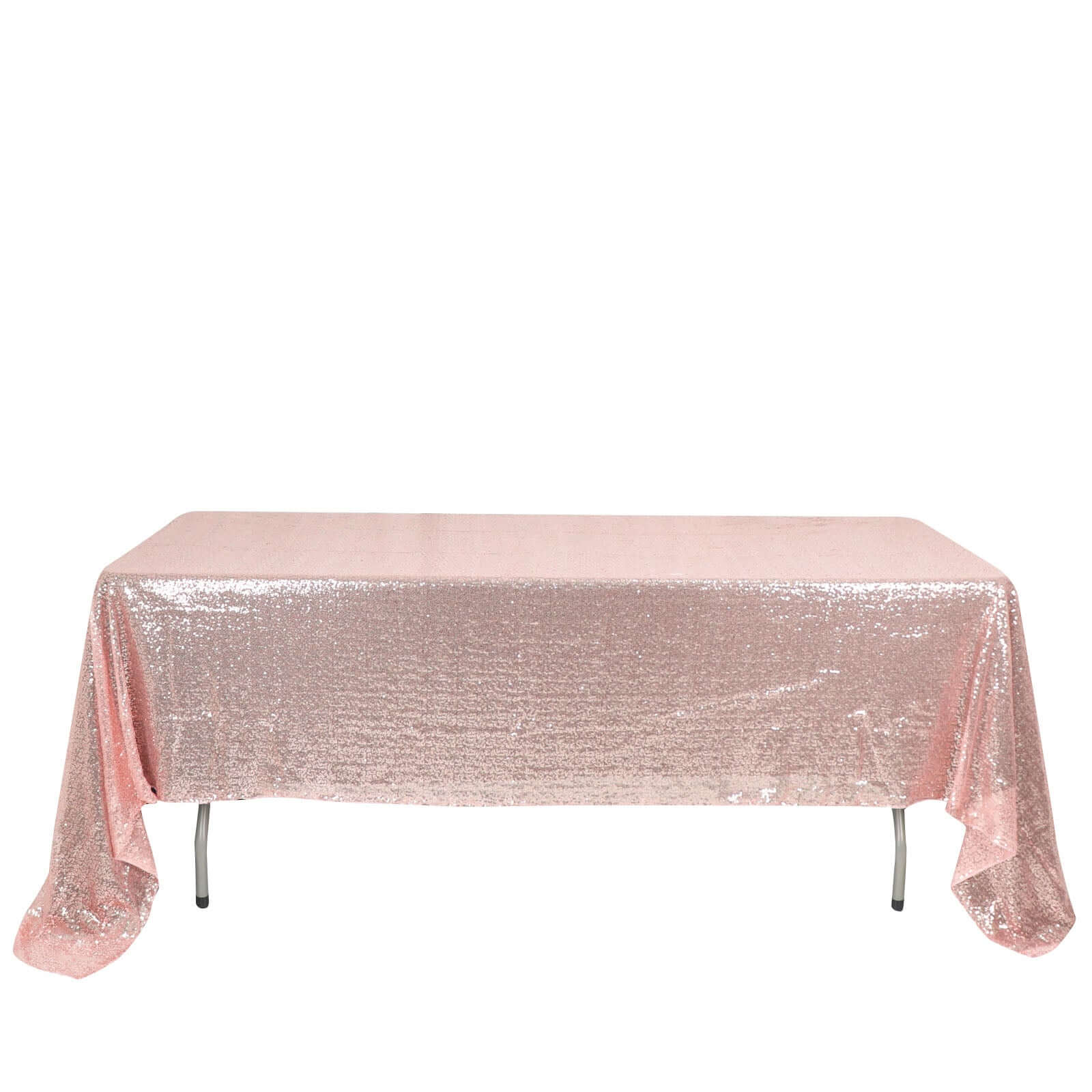 Sequin 60"x126" Rectangle Tablecloth Rose Gold - Glittering Finish Table Cover - Linen Luxes