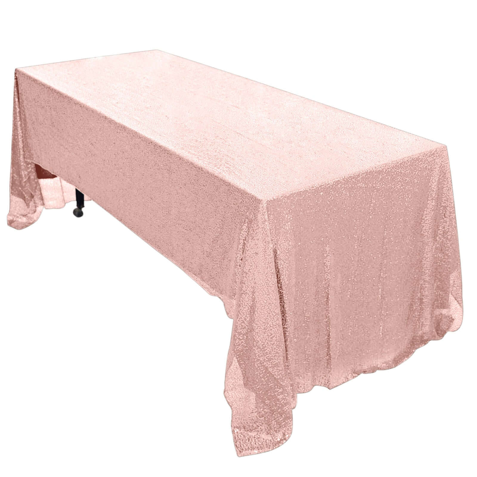 Sequin 60"x126" Rectangle Tablecloth Rose Gold - Glittering Finish Table Cover - Linen Luxes