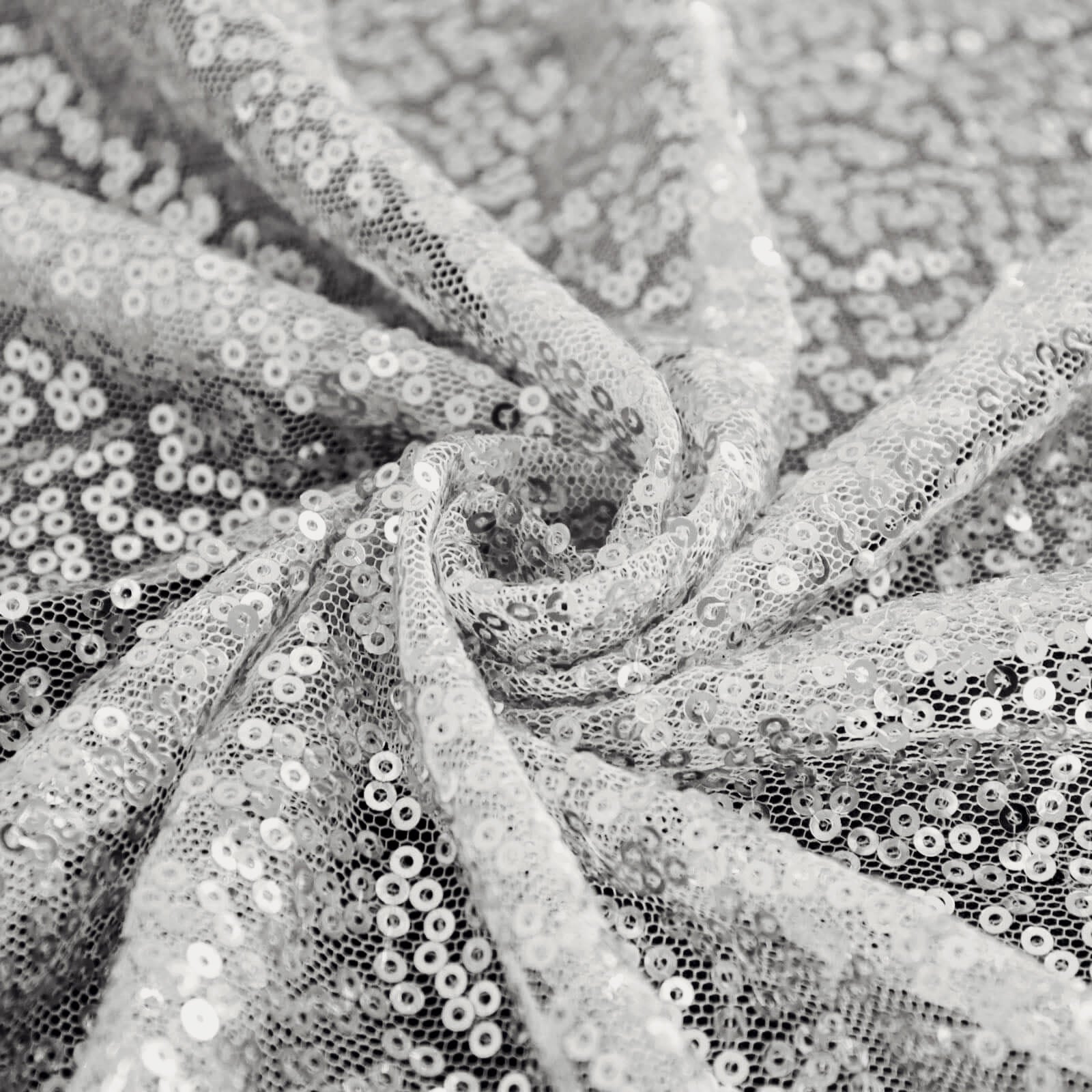 Sequin 60"x126" Rectangle Tablecloth Silver - Glittering Finish Table Cover - Linen Luxes