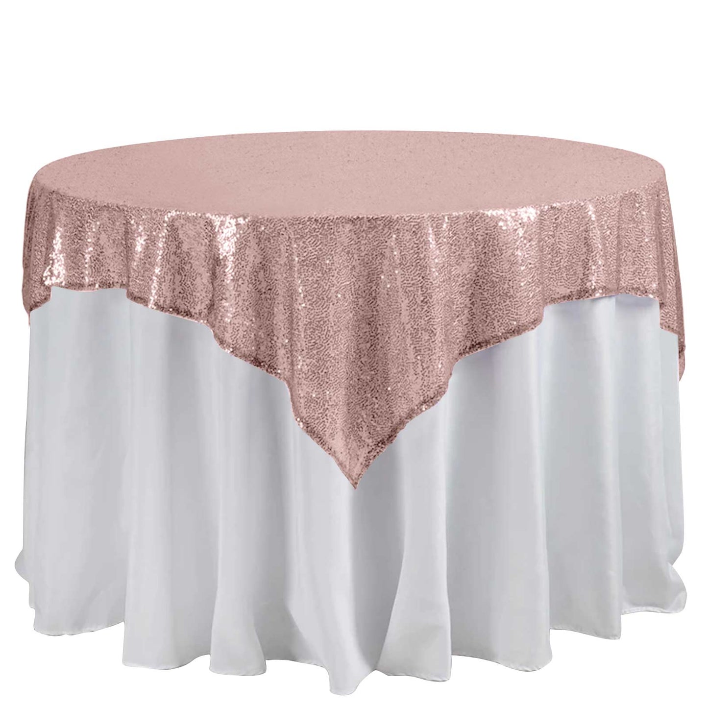 Sequin 60"x60" Table Overlay Square Tablecloth Blush - Luxe Wedding Table Topper - Linen Luxes