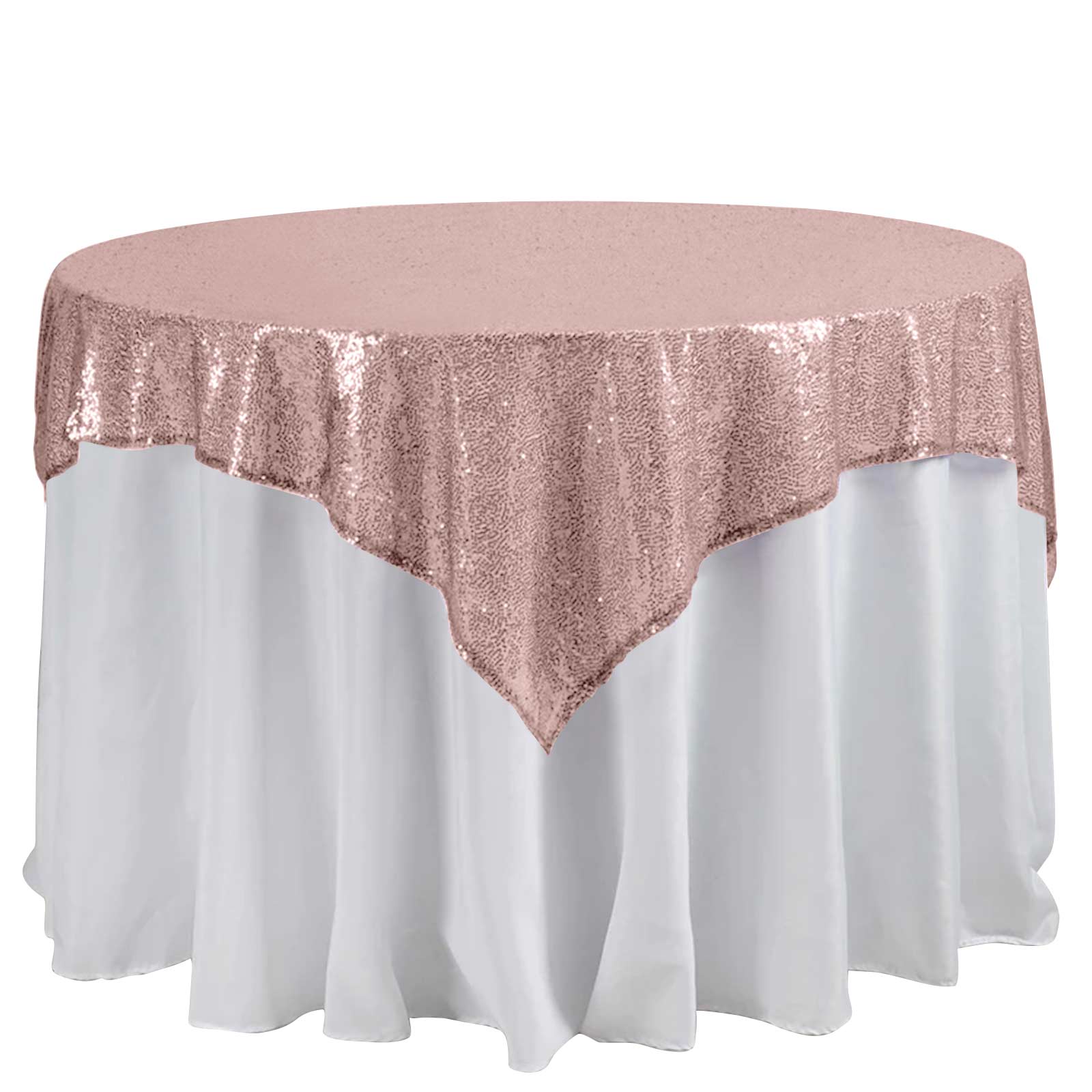Sequin 60"x60" Table Overlay Square Tablecloth Blush - Luxe Wedding Table Topper - Linen Luxes