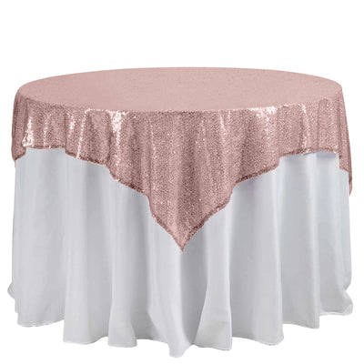 Sequin 60"x60" Table Overlay Square Tablecloth Blush - Luxe Wedding Table Topper - Linen Luxes