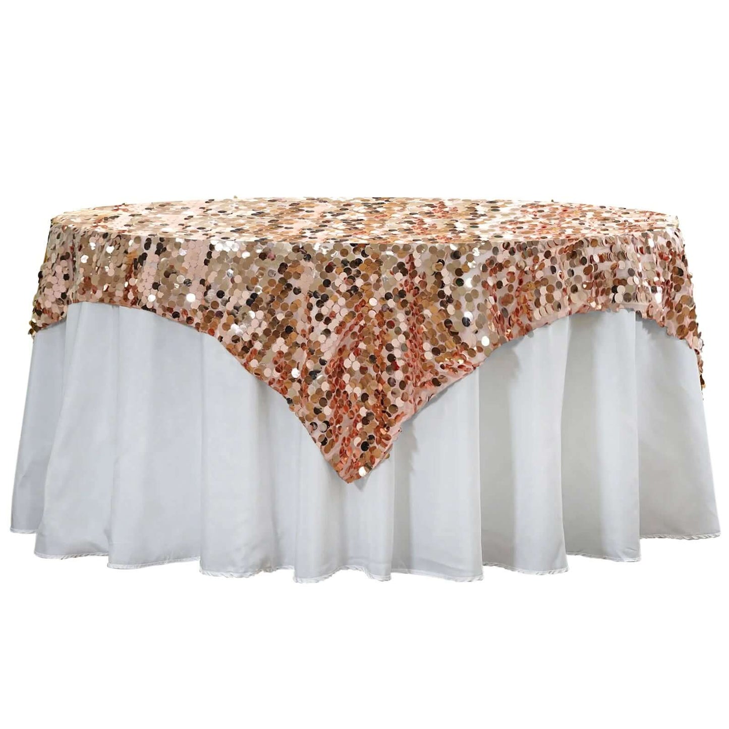Sequin 72"x72" Table Overlay Square Tablecloth Blush - Big Payette Table Cover - Linen Luxes