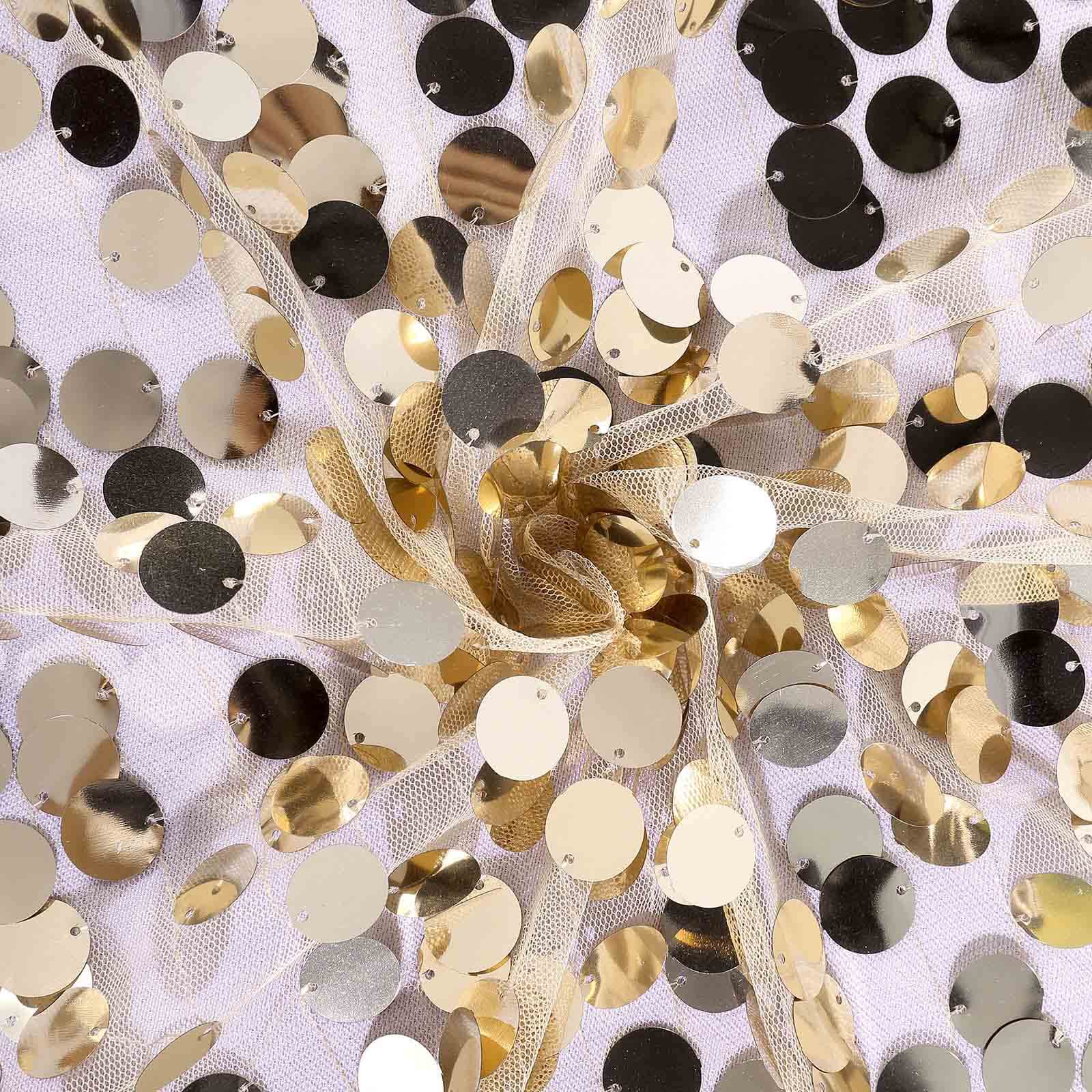 Sequin 72"x72" Table Overlay Square Tablecloth Champagne - Big Payette Table Cover - Linen Luxes