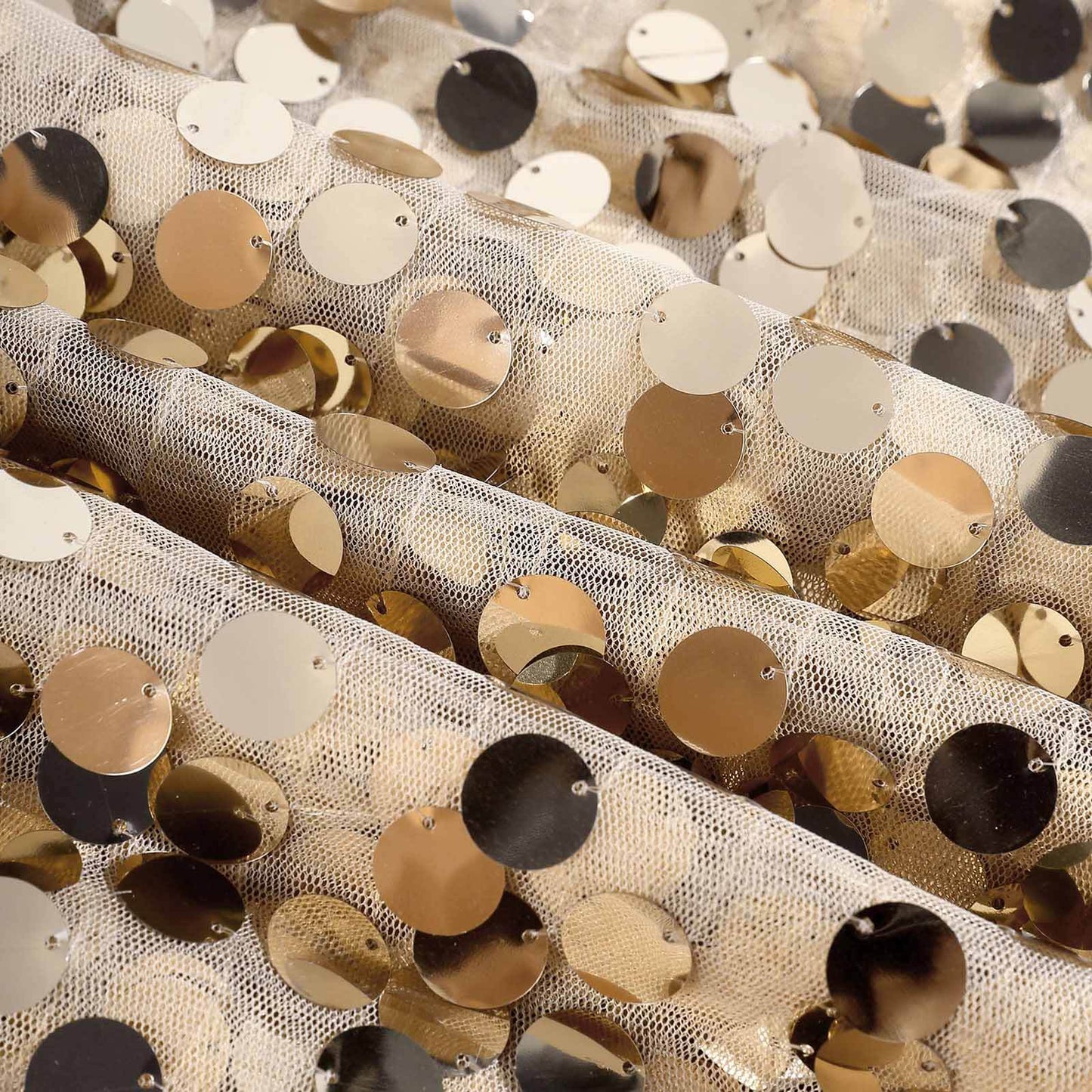 Sequin 72"x72" Table Overlay Square Tablecloth Champagne - Big Payette Table Cover - Linen Luxes