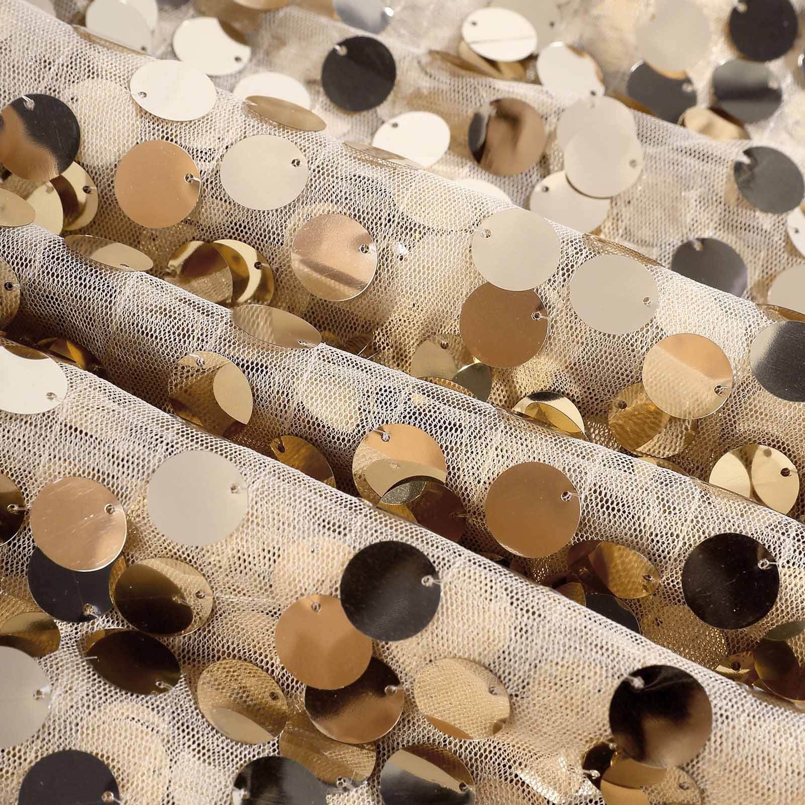 Sequin 72"x72" Table Overlay Square Tablecloth Champagne - Big Payette Table Cover - Linen Luxes