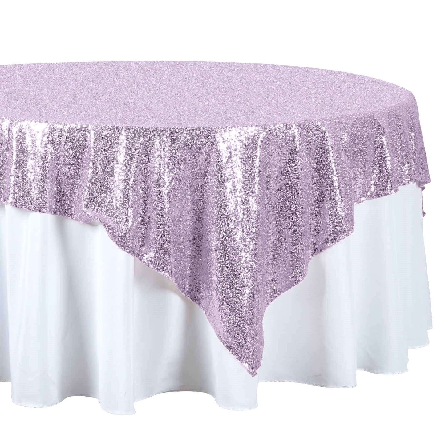 Sequin 72"x72" Table Overlay Square Tablecloth Lavender Lilac - Sparkly Table Cover - Linen Luxes