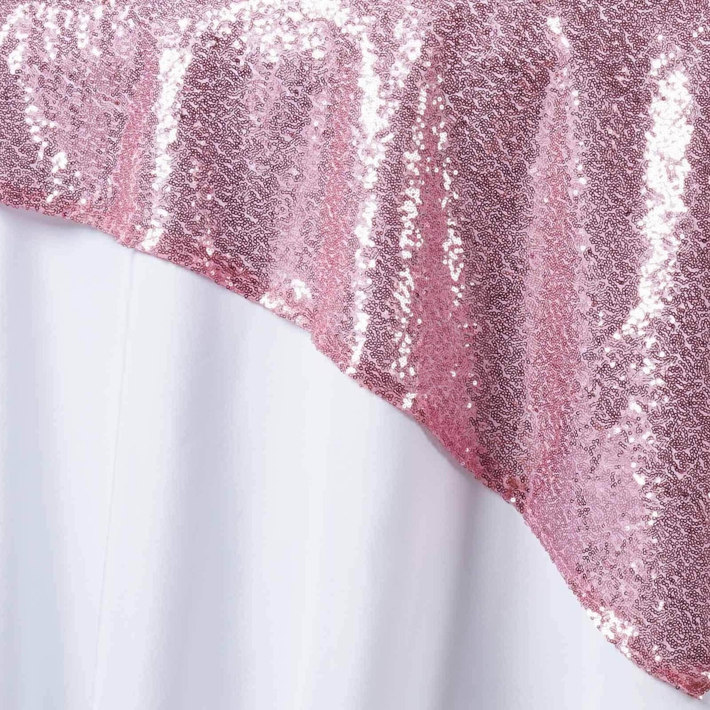 Sequin 72"x72" Table Overlay Square Tablecloth Pink - Sparkly Table Cover - Linen Luxes