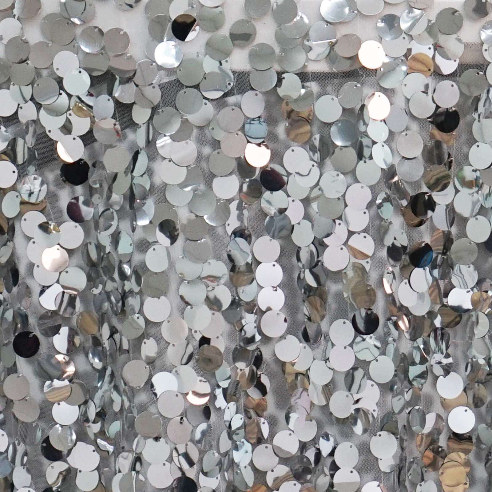 Sequin 72"x72" Table Overlay Square Tablecloth Silver - Big Payette Table Cover - Linen Luxes