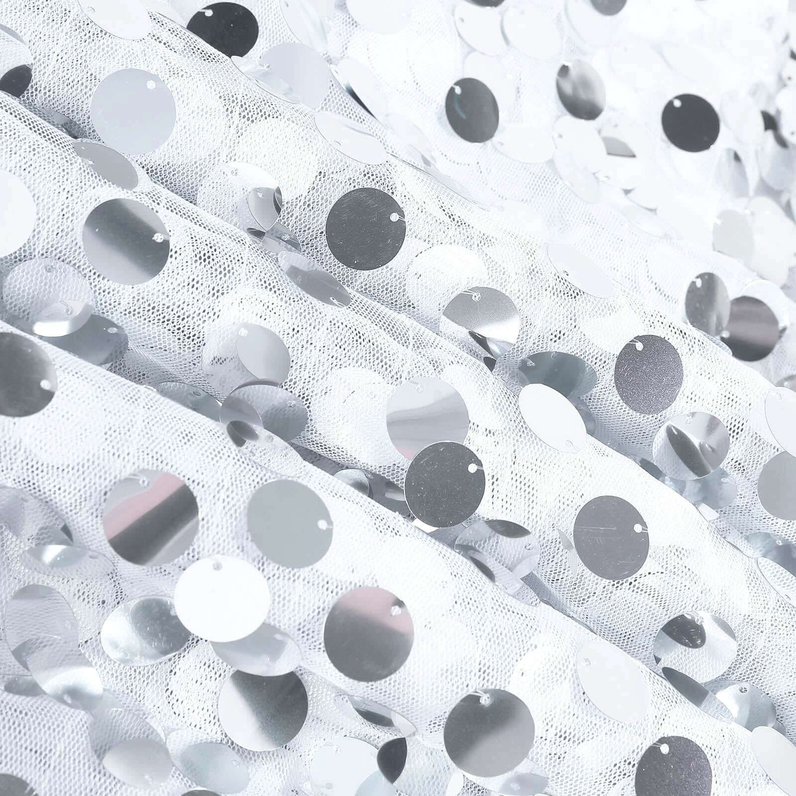 Sequin 72"x72" Table Overlay Square Tablecloth White - Big Payette Design for Classy Celebrations - Linen Luxes