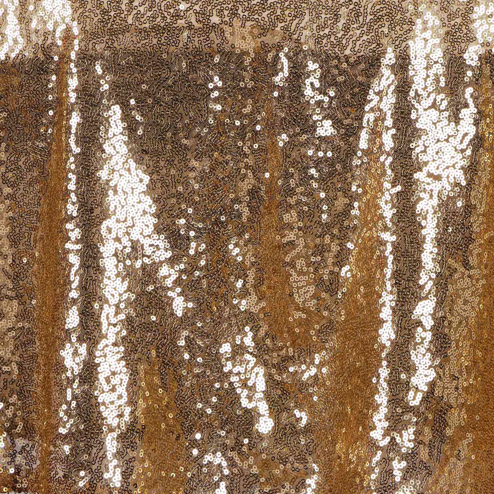 Sequin 90" Round Tablecloth Gold - Glittering Decor for Special Events - Linen Luxes