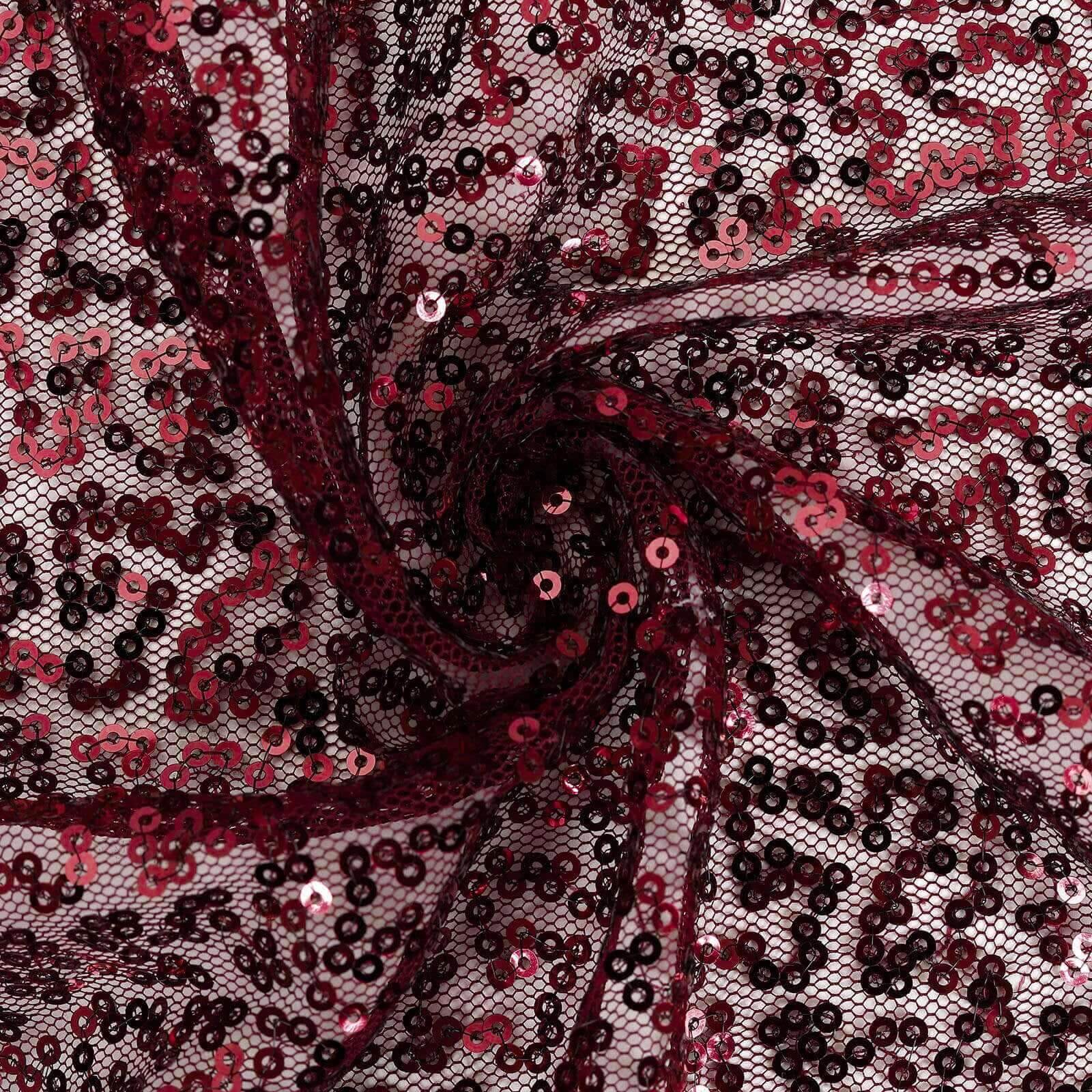 Sequin 90"x132" Rectangle Tablecloth Burgundy - Seamless Sparkly Table Cover - Linen Luxes