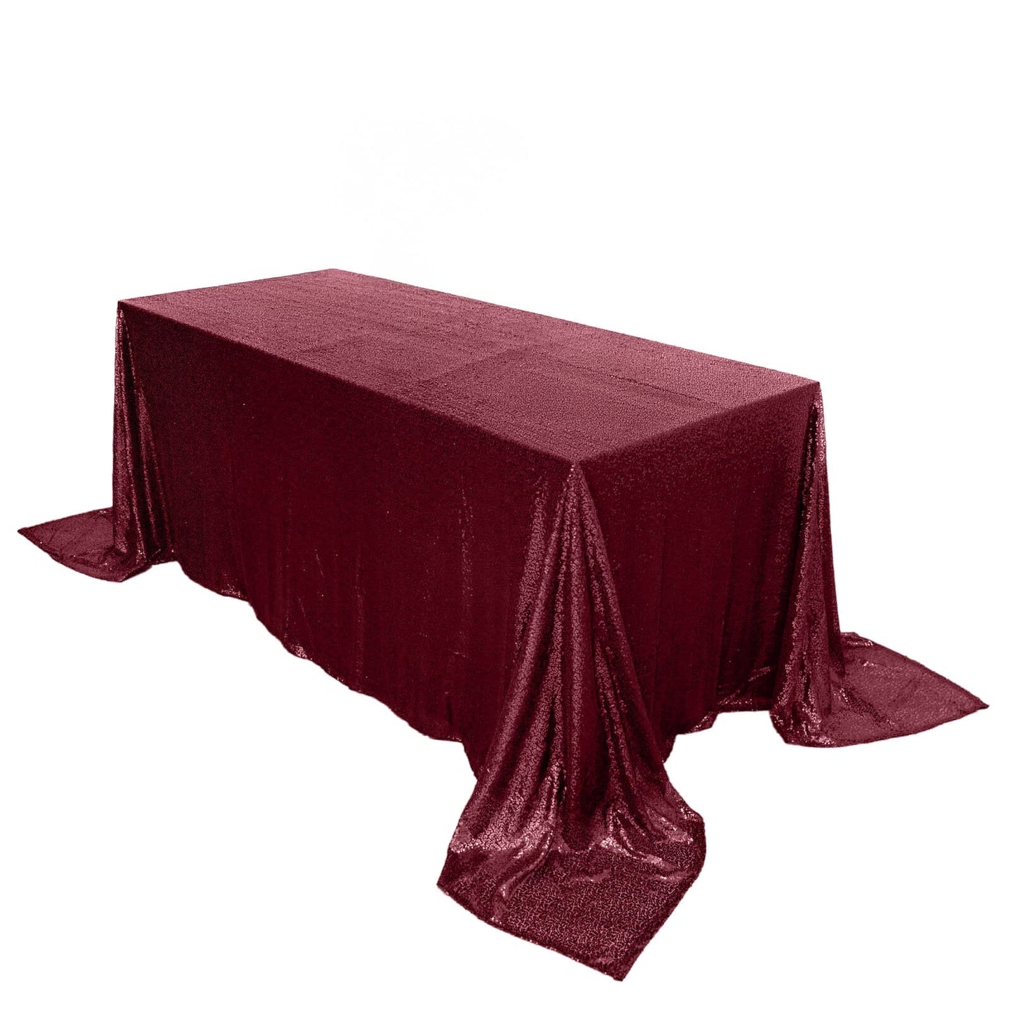 Sequin 90"x132" Rectangle Tablecloth Burgundy - Seamless Sparkly Table Cover - Linen Luxes