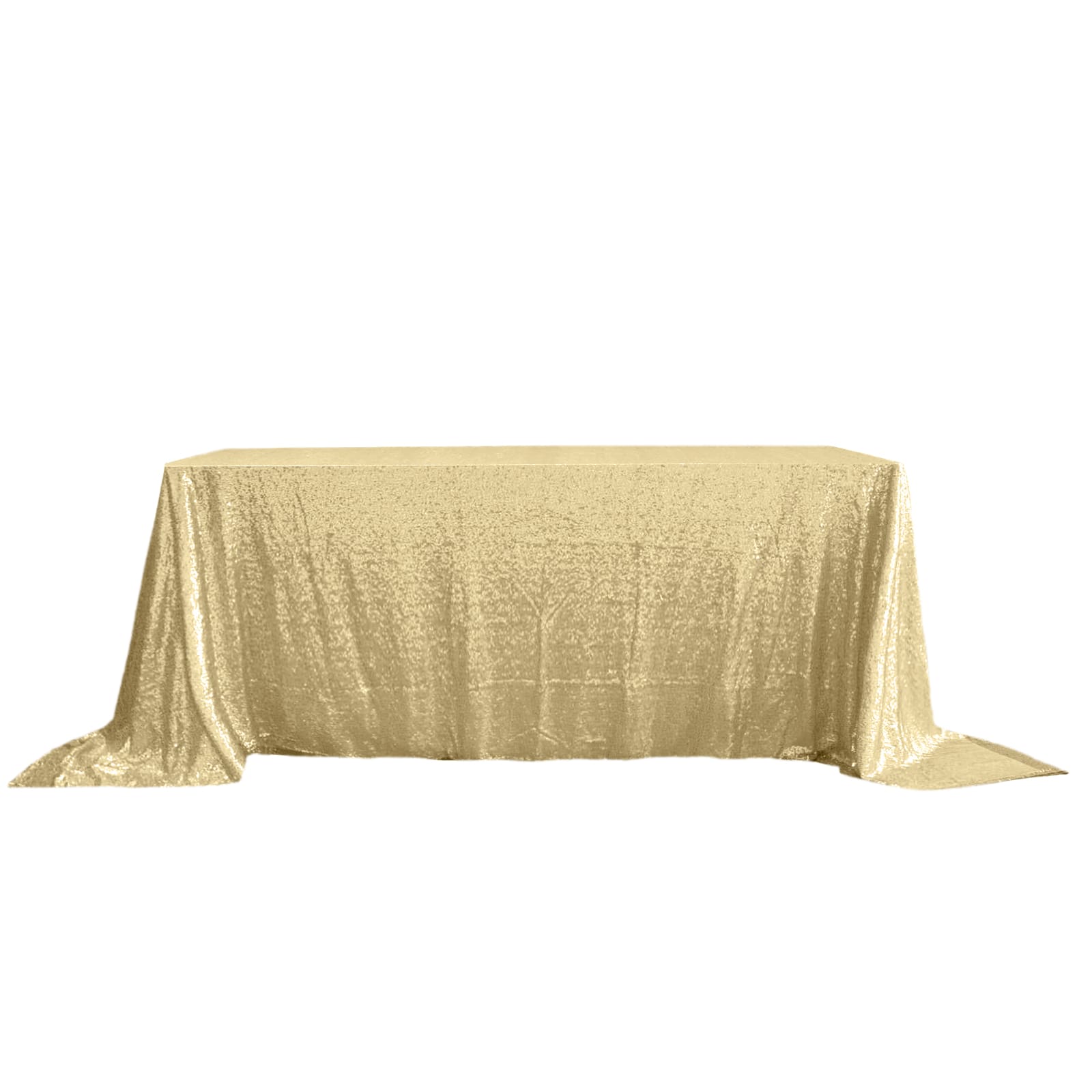 Sequin 90"x132" Rectangle Tablecloth Champagne - Seamless Sparkly Table Cover - Linen Luxes