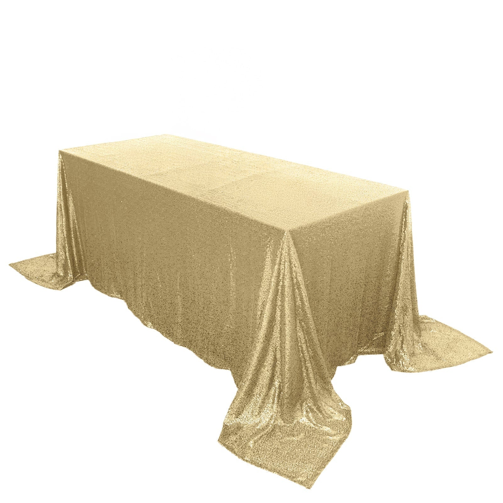 Sequin 90"x132" Rectangle Tablecloth Champagne - Seamless Sparkly Table Cover - Linen Luxes