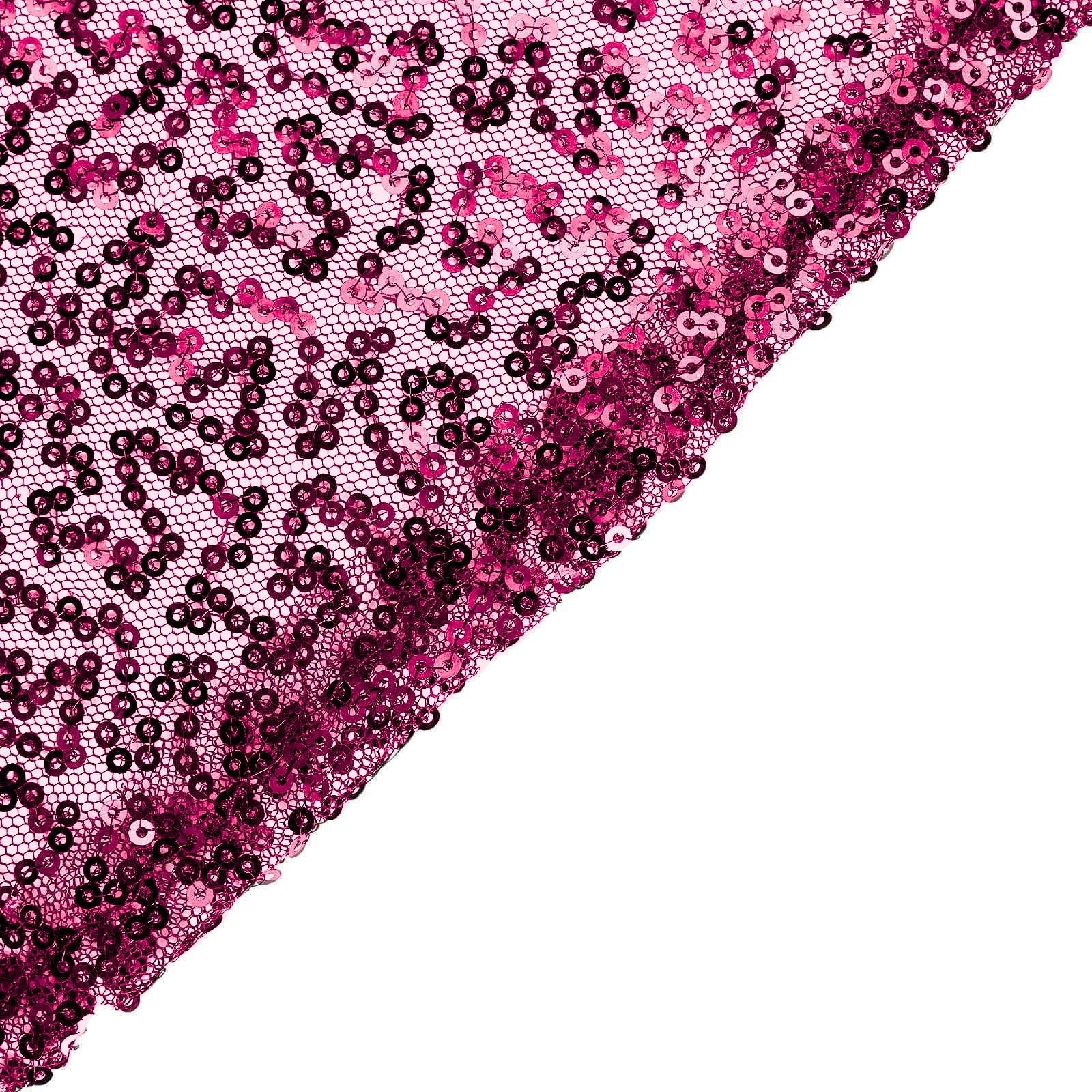 Sequin 90"x132" Rectangle Tablecloth Fuchsia - Seamless Sparkly Table Cover - Linen Luxes
