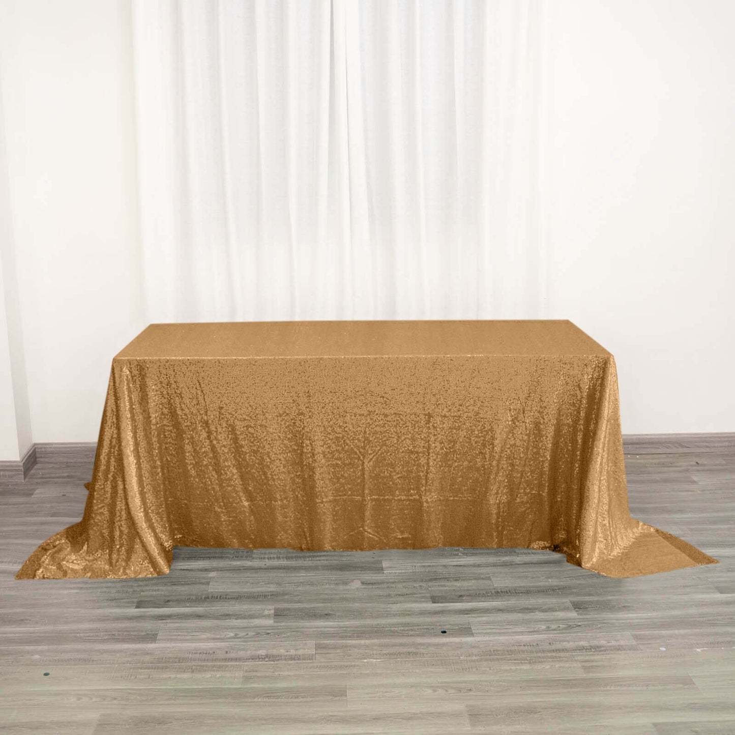 Sequin 90"x132" Rectangle Tablecloth Gold - Seamless Sparkly Design for Luxe Occasions - Linen Luxes