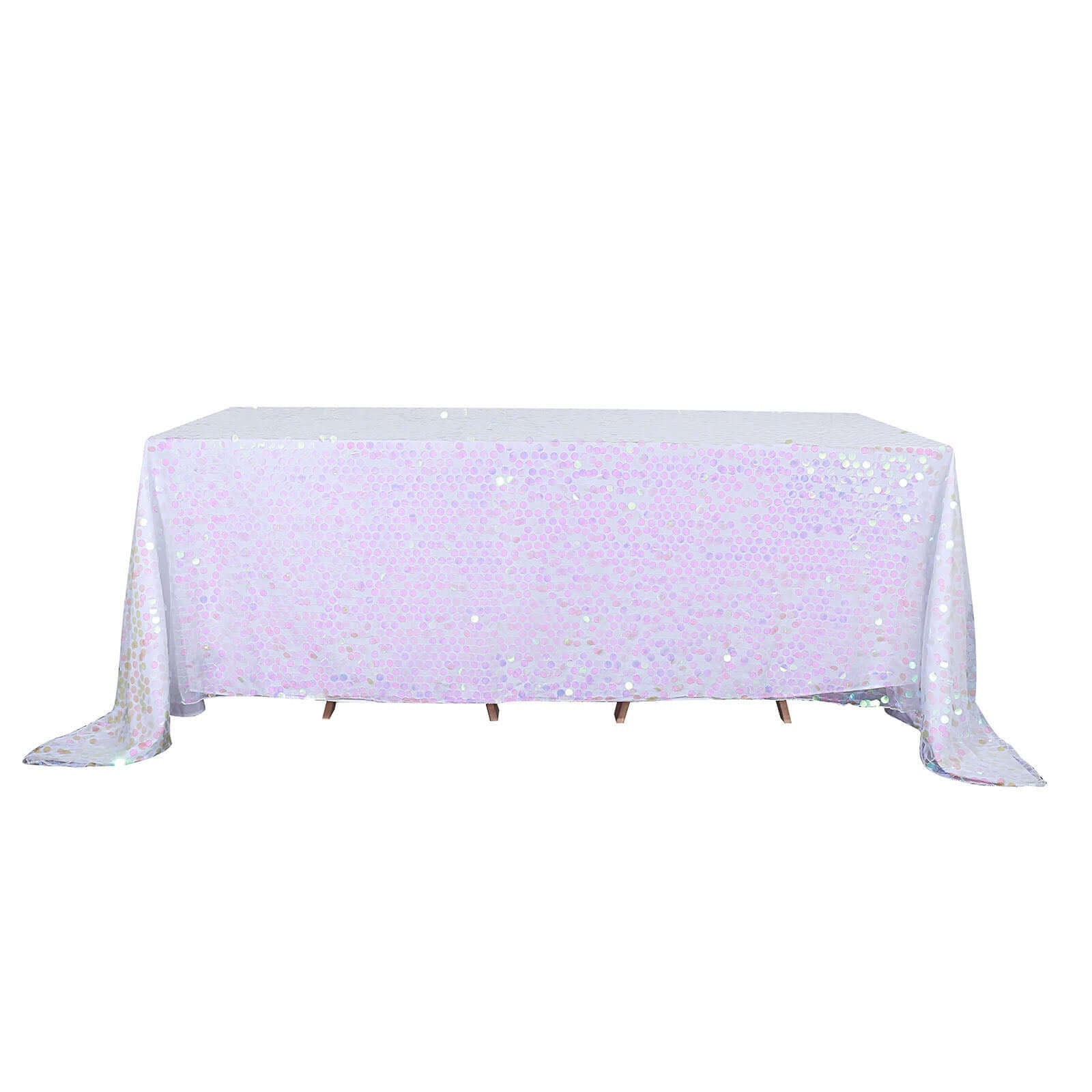 Sequin 90"x132" Rectangle Tablecloth Iridescent - Seamless Big Payette Table Cover - Linen Luxes