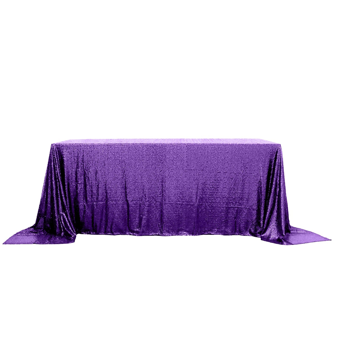Sequin 90"x132" Rectangle Tablecloth Purple - Seamless Sparkly Table Cover - Linen Luxes