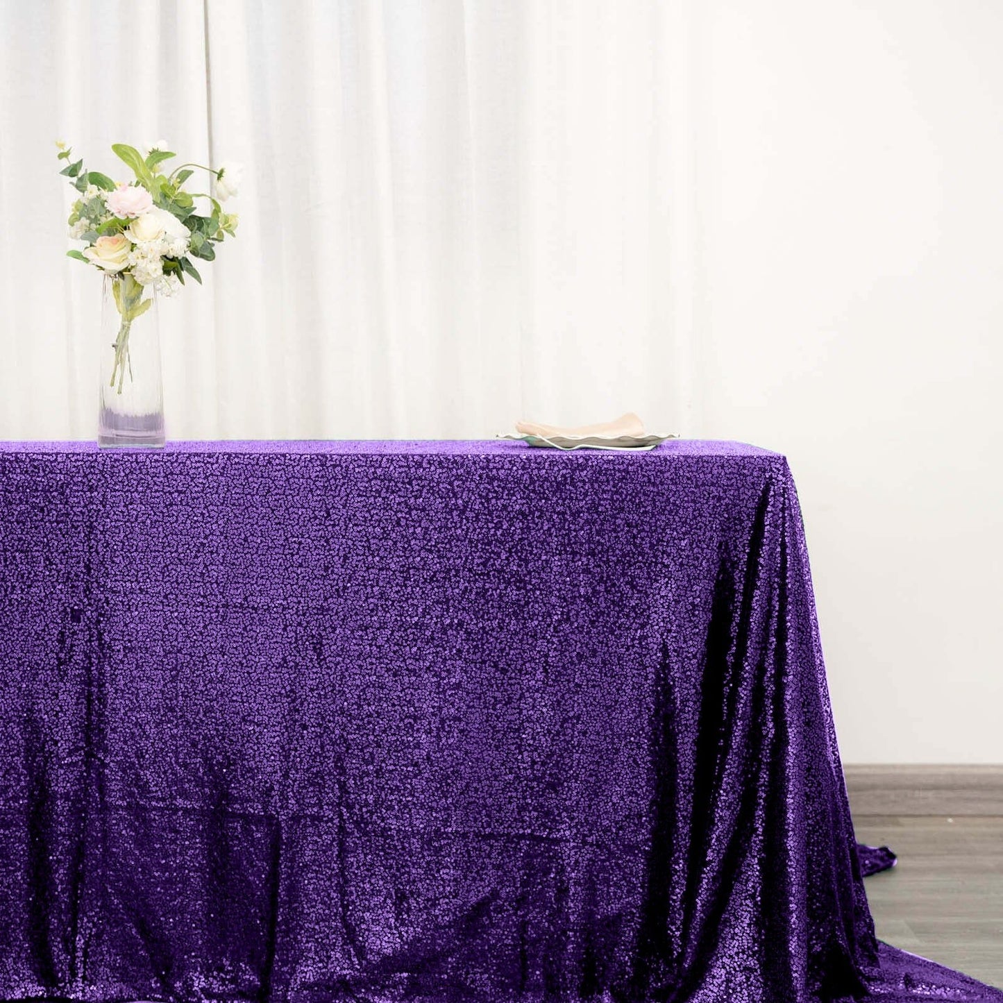 Sequin 90"x132" Rectangle Tablecloth Purple - Seamless Sparkly Table Cover - Linen Luxes