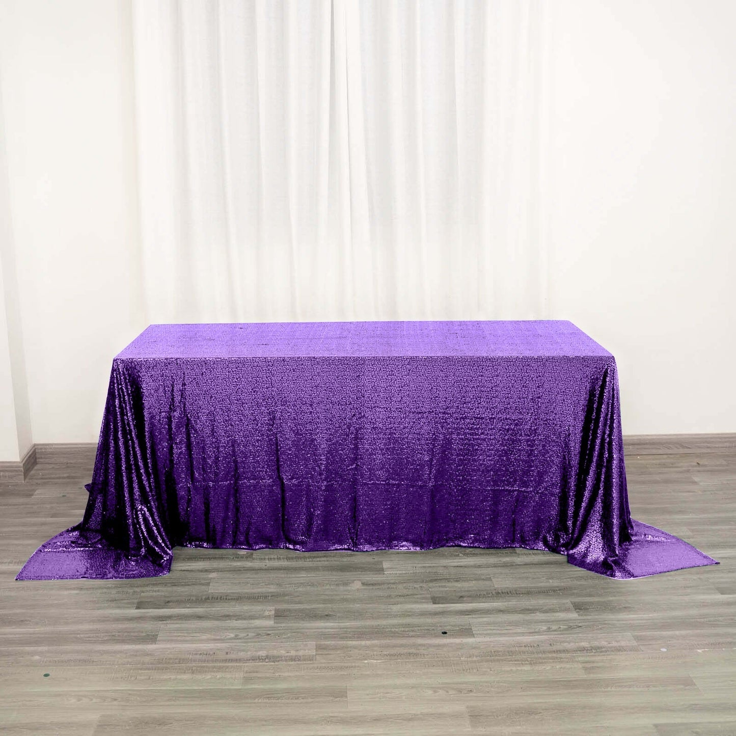 Sequin 90"x132" Rectangle Tablecloth Purple - Seamless Sparkly Table Cover - Linen Luxes