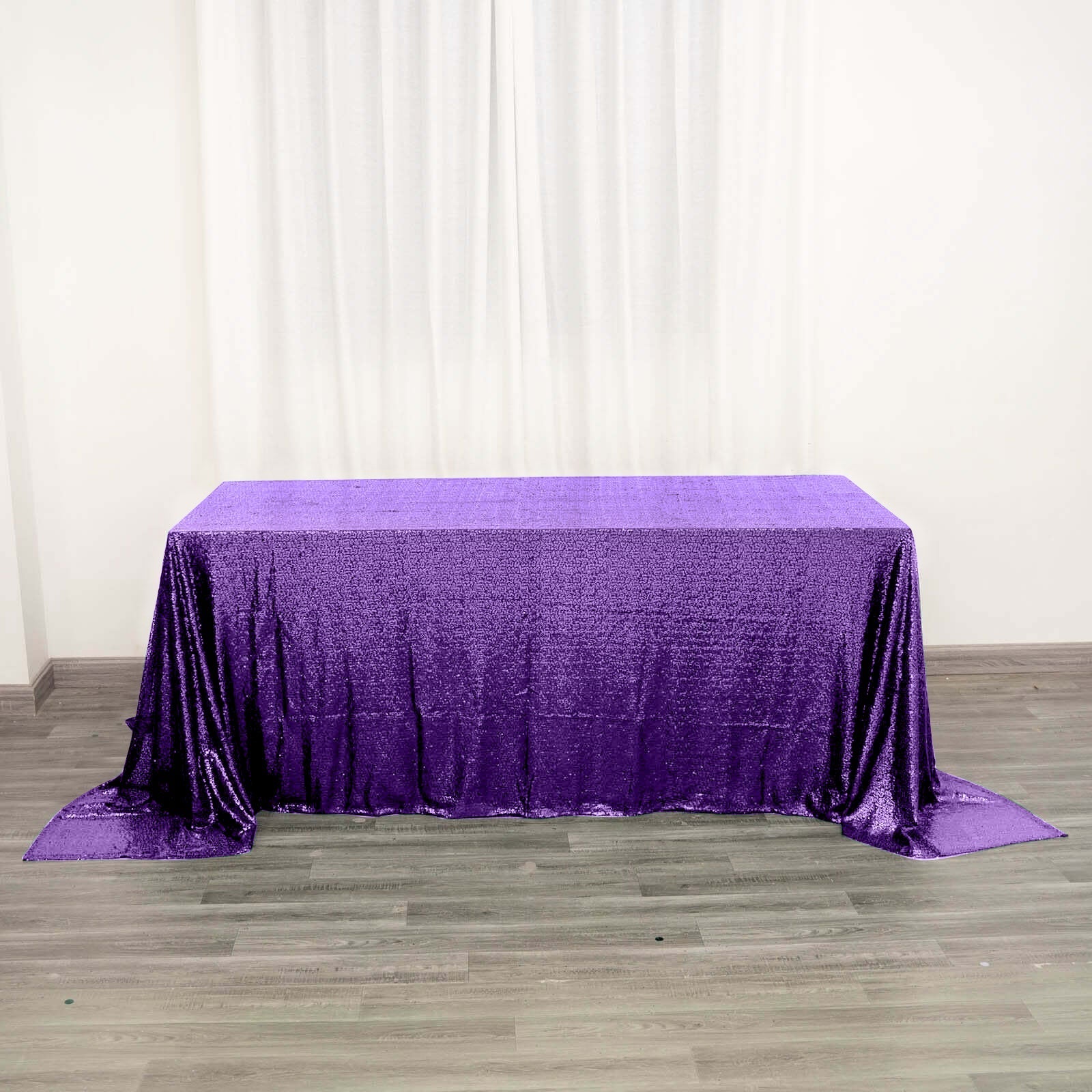 Sequin 90"x132" Rectangle Tablecloth Purple - Seamless Sparkly Table Cover - Linen Luxes