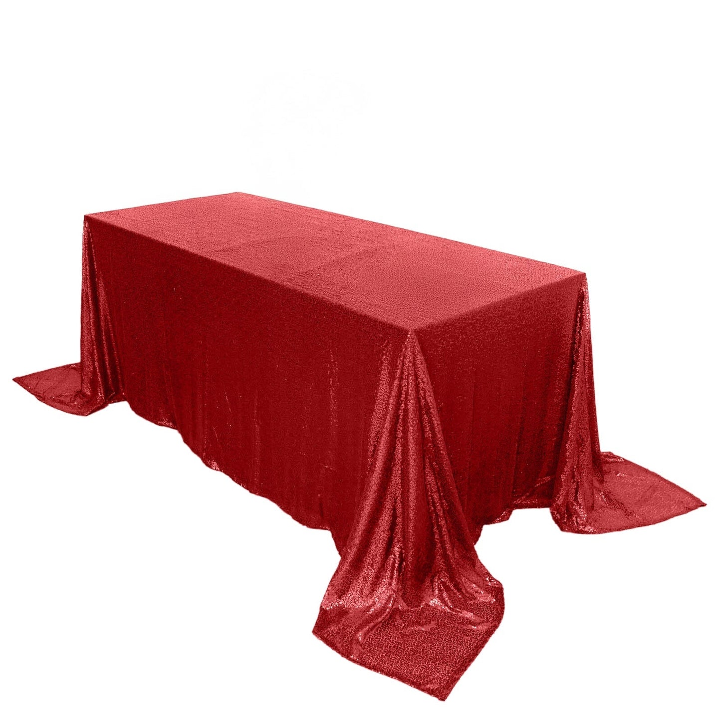 Sequin 90"x132" Rectangle Tablecloth Red - Seamless Sparkly Table Cover - Linen Luxes
