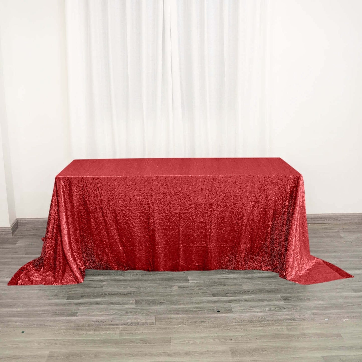 Sequin 90"x132" Rectangle Tablecloth Red - Seamless Sparkly Table Cover - Linen Luxes
