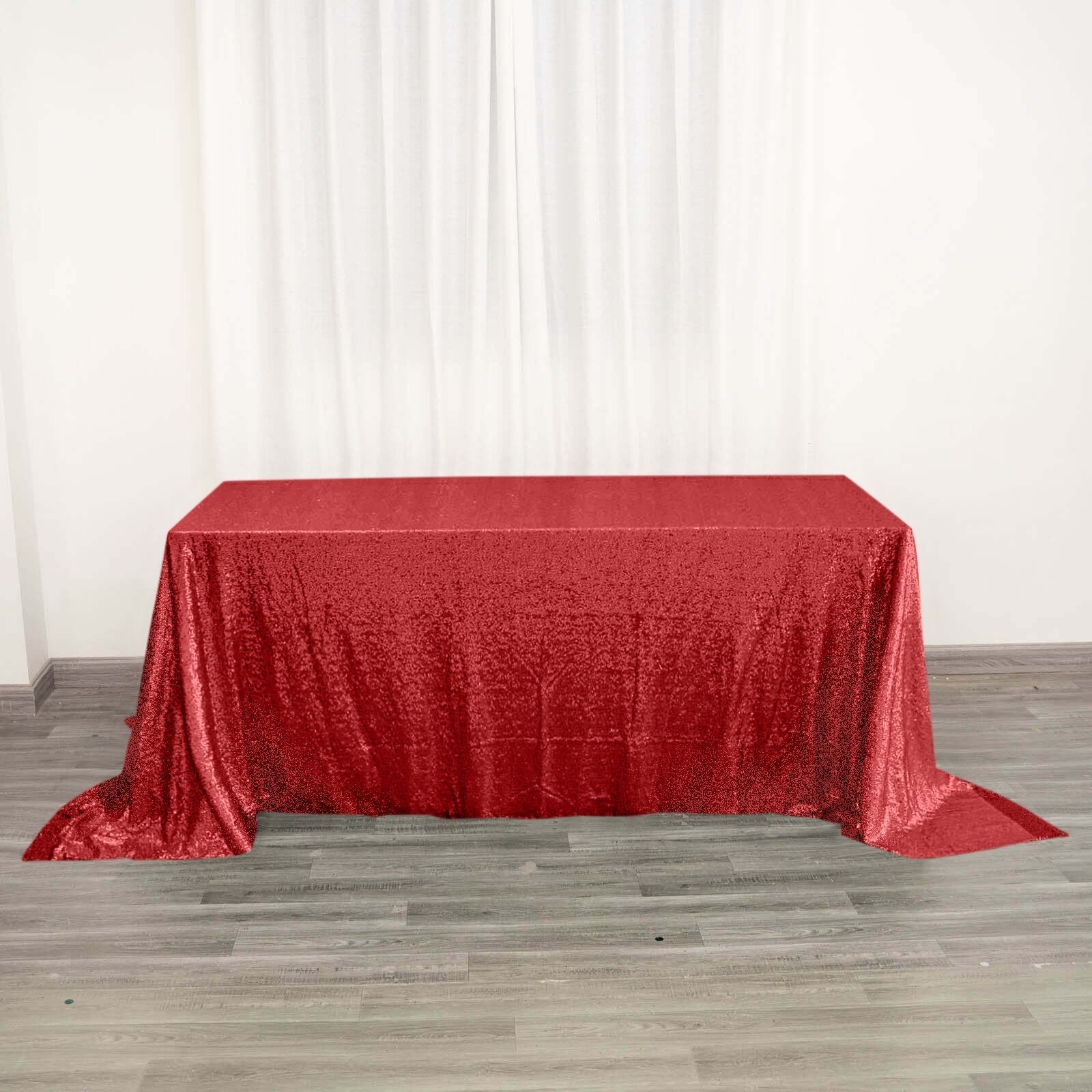 Sequin 90"x132" Rectangle Tablecloth Red - Seamless Sparkly Table Cover - Linen Luxes