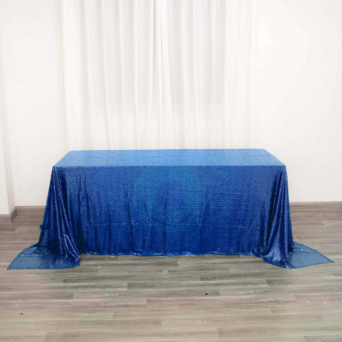 Sequin 90"x132" Rectangle Tablecloth Royal Blue - Seamless Sparkly Table Cover - Linen Luxes