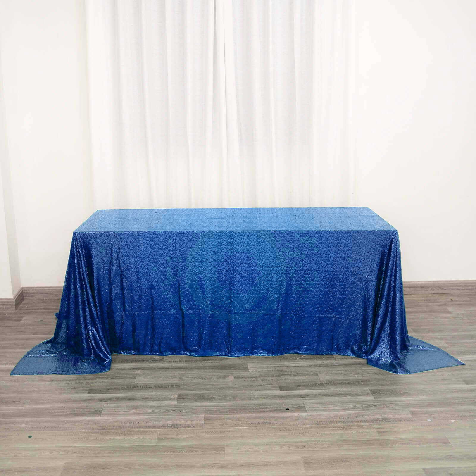Sequin 90"x132" Rectangle Tablecloth Royal Blue - Seamless Sparkly Table Cover - Linen Luxes
