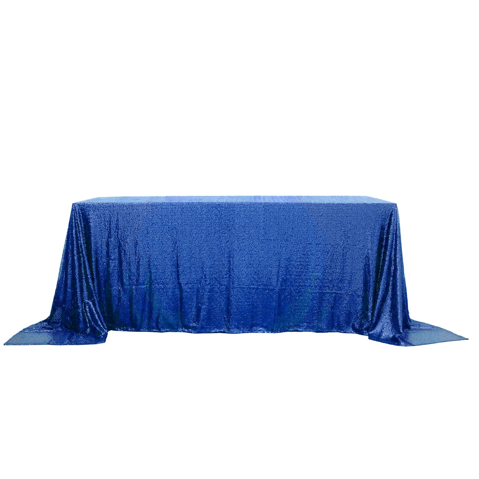 Sequin 90"x132" Rectangle Tablecloth Royal Blue - Seamless Sparkly Table Cover - Linen Luxes