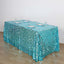 Sequin 90"x132" Rectangle Tablecloth Turquoise - Seamless Big Payette Table Cover - Linen Luxes